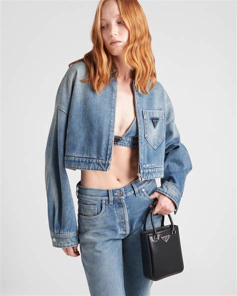 prada jean jacket cropped|prada cropped denim jacket.